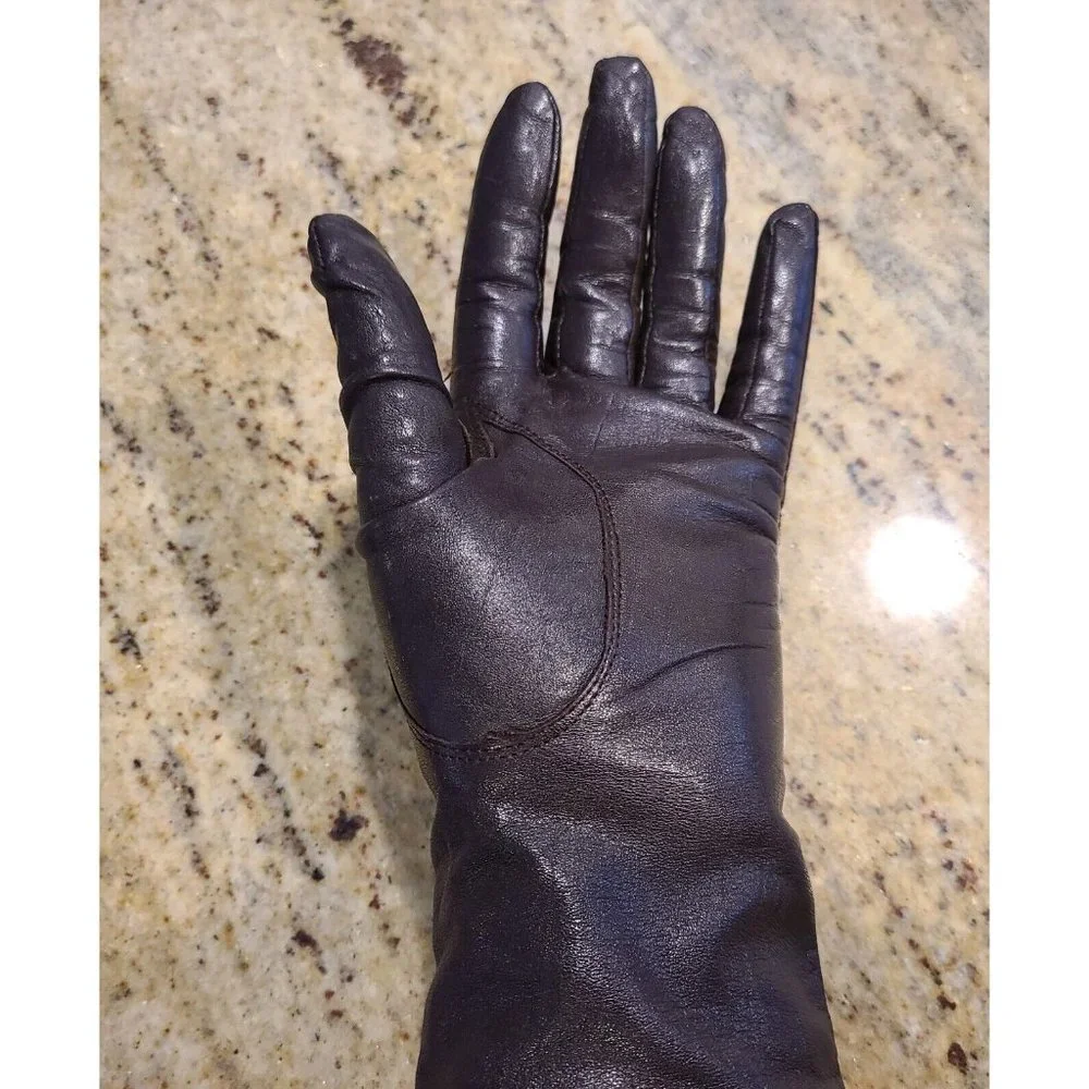 Vintage Size L Brown Leather Nylon Lined Formal 10